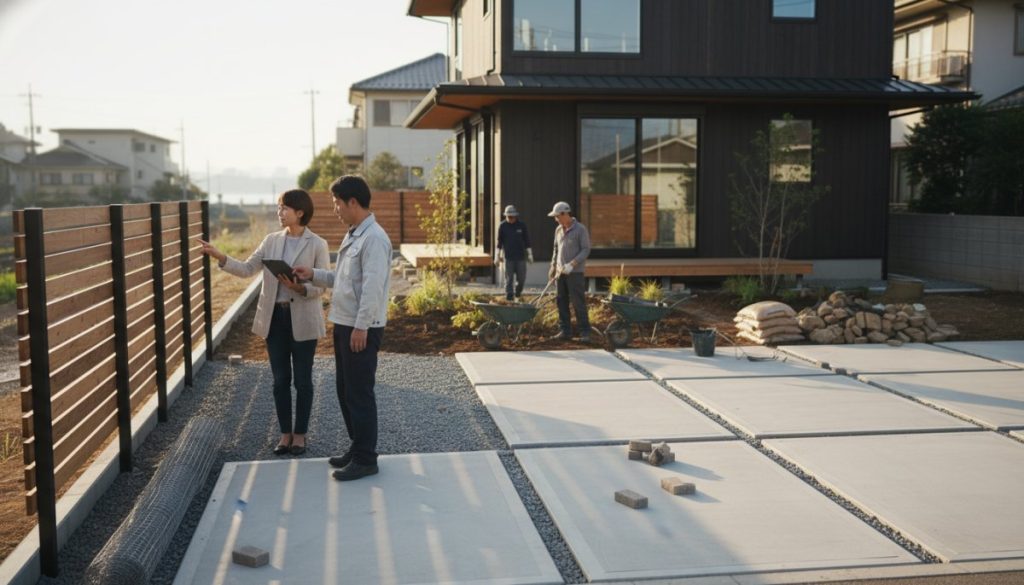 プランナーが施工中の現場を確認している様子のイメージ画像